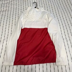 Stylish Red and White Men’s Windbreaker